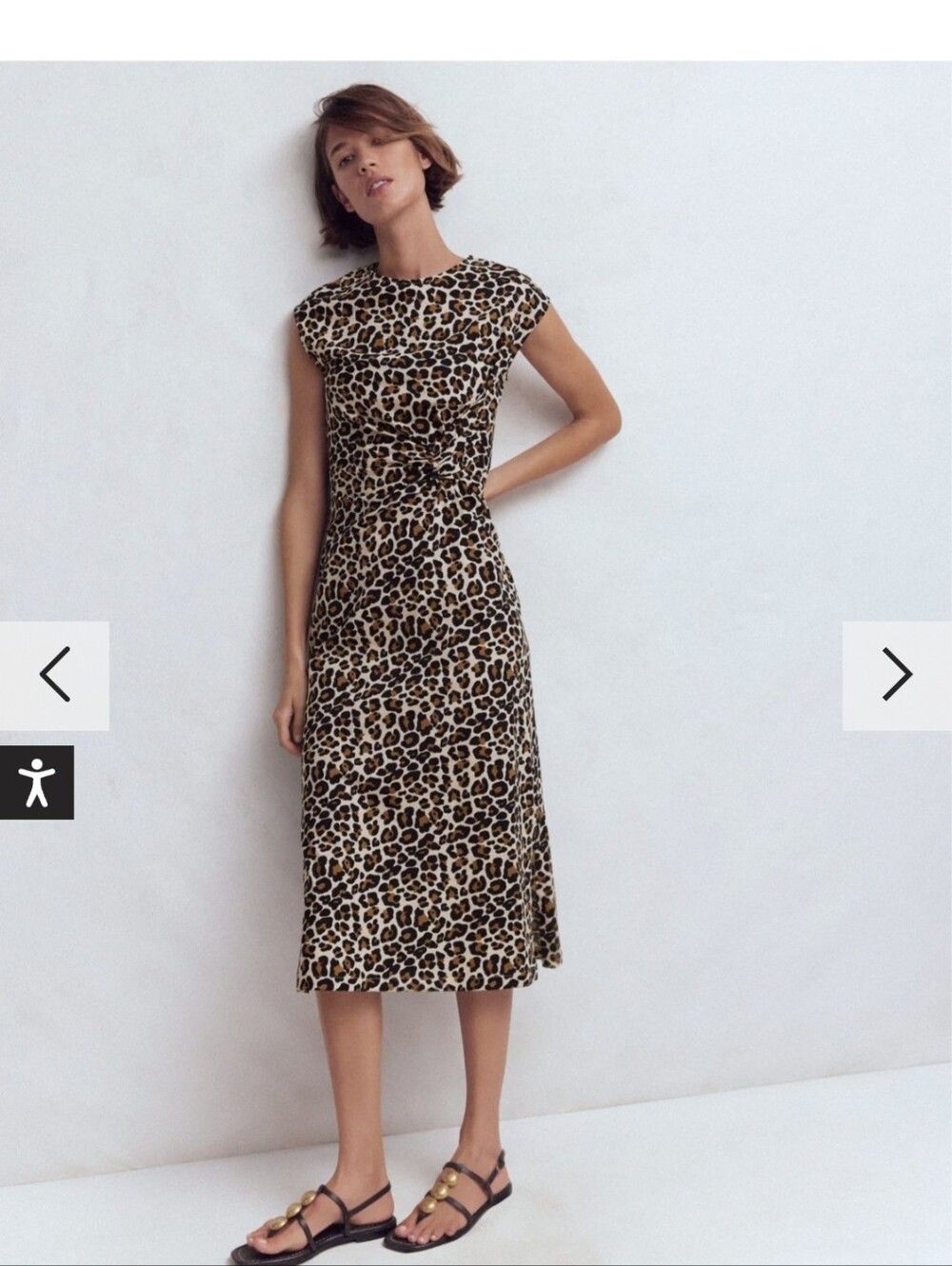 NWT Boden Twisted Delilah Dress - 8 Petite - Almond Milk Cheetah Pop